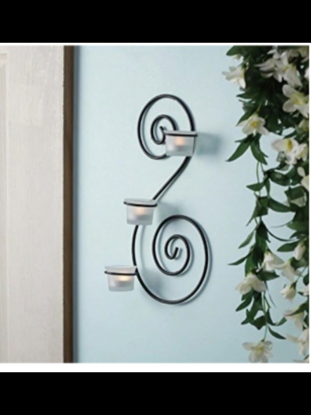 Used Black Swirl Metal Wall Tealight Holder